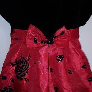 La Princess Dresses - Little Girl La Princess Red and Black Velvet Dress La Princess Dresses - Little Girl La Princess Red and Black Velvet Dress
